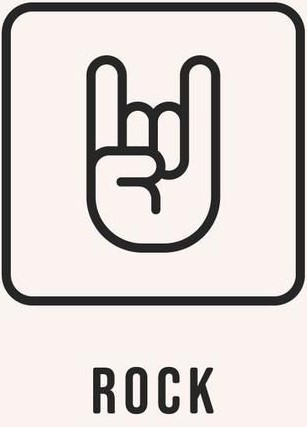 a picture of a hand in a rock sign but the work rock below it